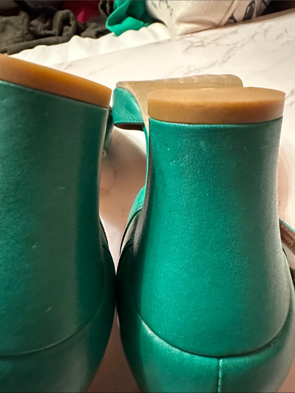 Miz Mooz Teal Green Frenchy Heels with Ankle Strap - Picture 7 of 9